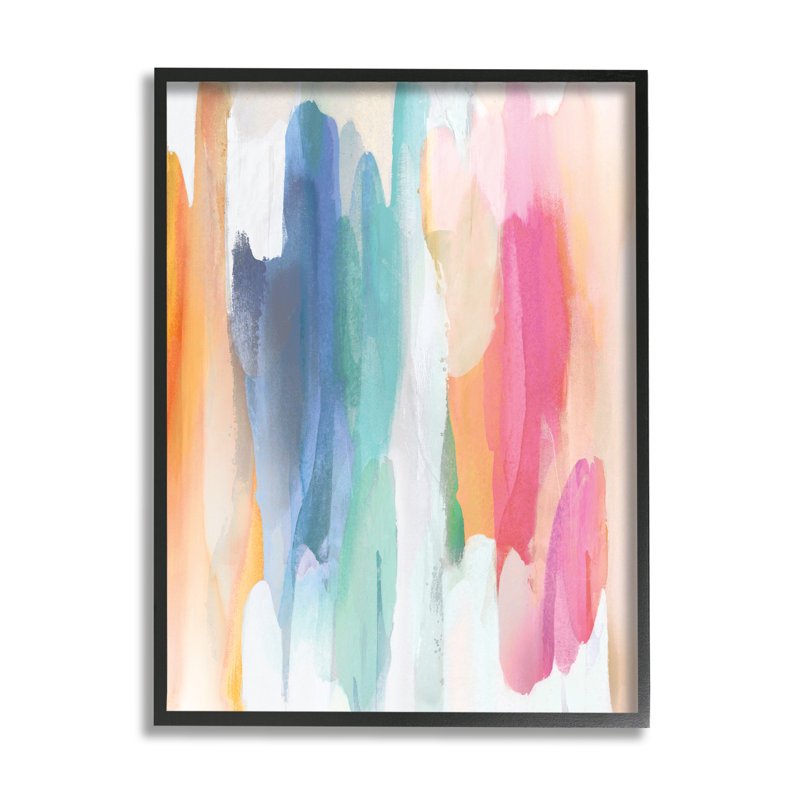 Faded Rainbow Tones - Peinture sur toile, H 14 po x l 11 po x P 1,5 po, Giclée encadrée noir minuit