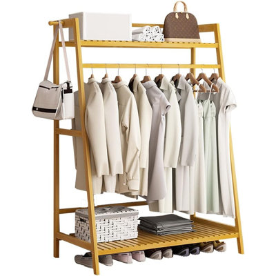 Bamboo Freestanding Clothing Shelf – Multifunctional Garment Organizer