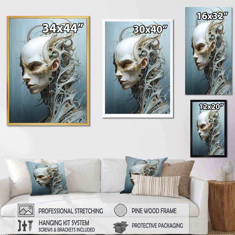 Mythical Alien Creature, reproduction d'art sur toile, Cadre flottant noir, H 20 po x l 12 po x P 1 po