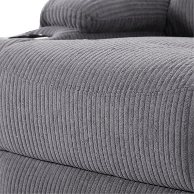 Fauteuil inclinable manuel réglable, méridienne ergonomique avec porte-téléphone et 2 porte-gobelets, structure en bois massif pour la maison et le bureau (gris clair)