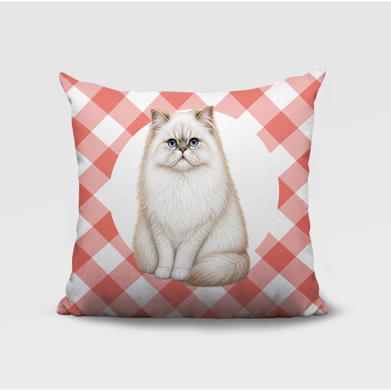 Oreiller réversible intérieur / extérieur Persian Cat, 18x18, Peach