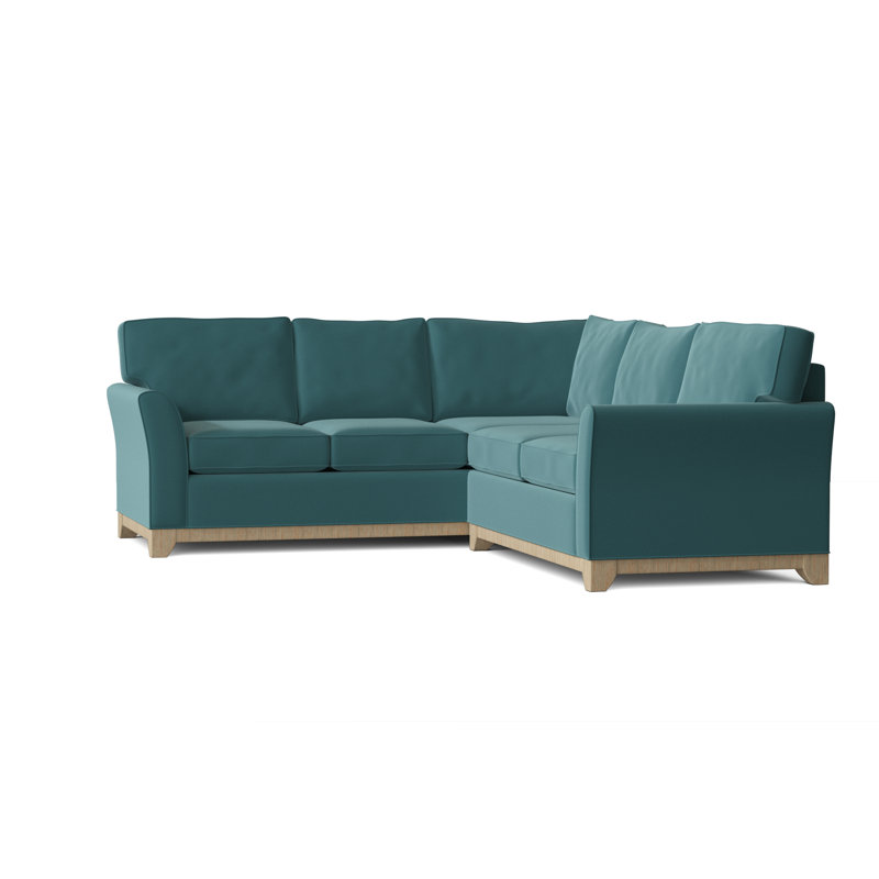 Canapé modulaire en coton de 108 po de largeur Bevins, Accoudoir à droite (vu de face), Paon Klein, Marron foncé