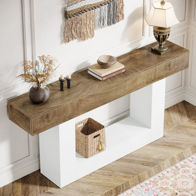 63" Console Table, Farmhouse Entryway Table, Narrow Wood Sofa Table for Living Room, Foyer