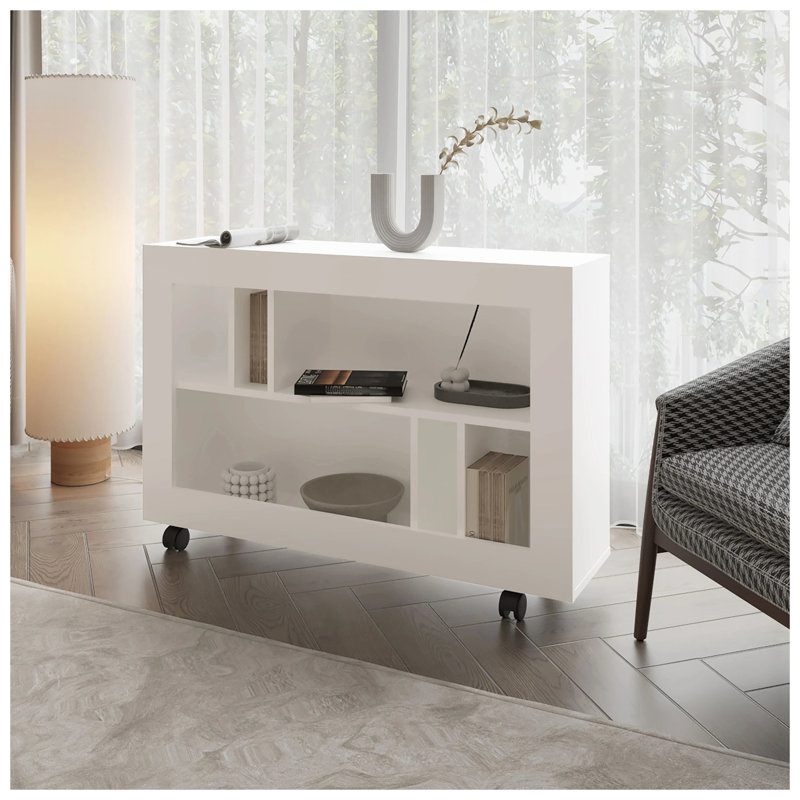 Console en mélamine avec rangement ouvert, Blanc