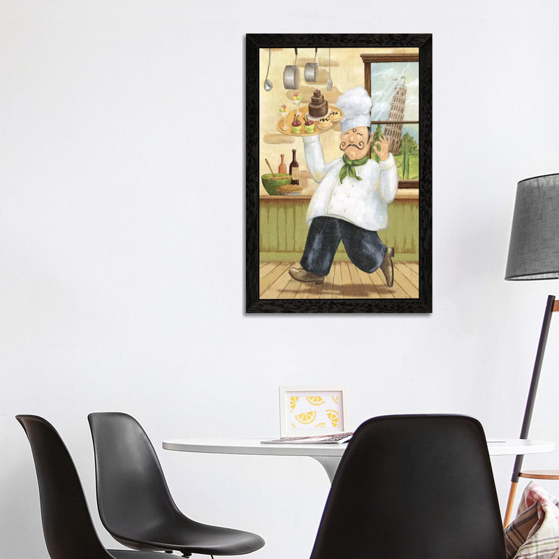 Happy Chef II by Daphne Brissonnet - Painting on Canvas, 101.6 cm H x 66.04 cm W, Black Floater Framed