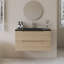 Meuble-lavabo mural simple avec comptoir en quartz noir intégré-478065156