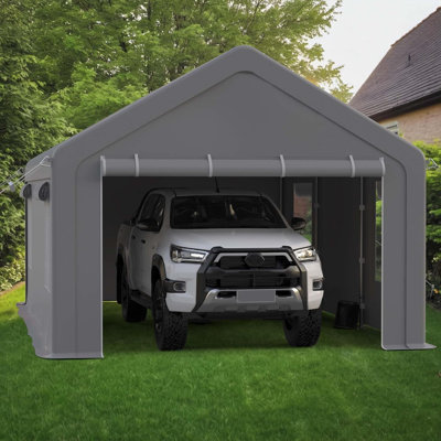 13x20 ft Heavy Duty Carport with 2 Doors & Roll-Up Windows, Waterproof UV-Resistant Portable Garage Shelter