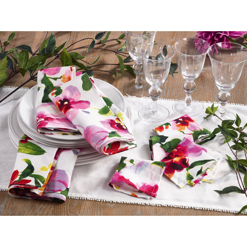 Watauga Linen Floral Square Napkin, 20" W x 20" L