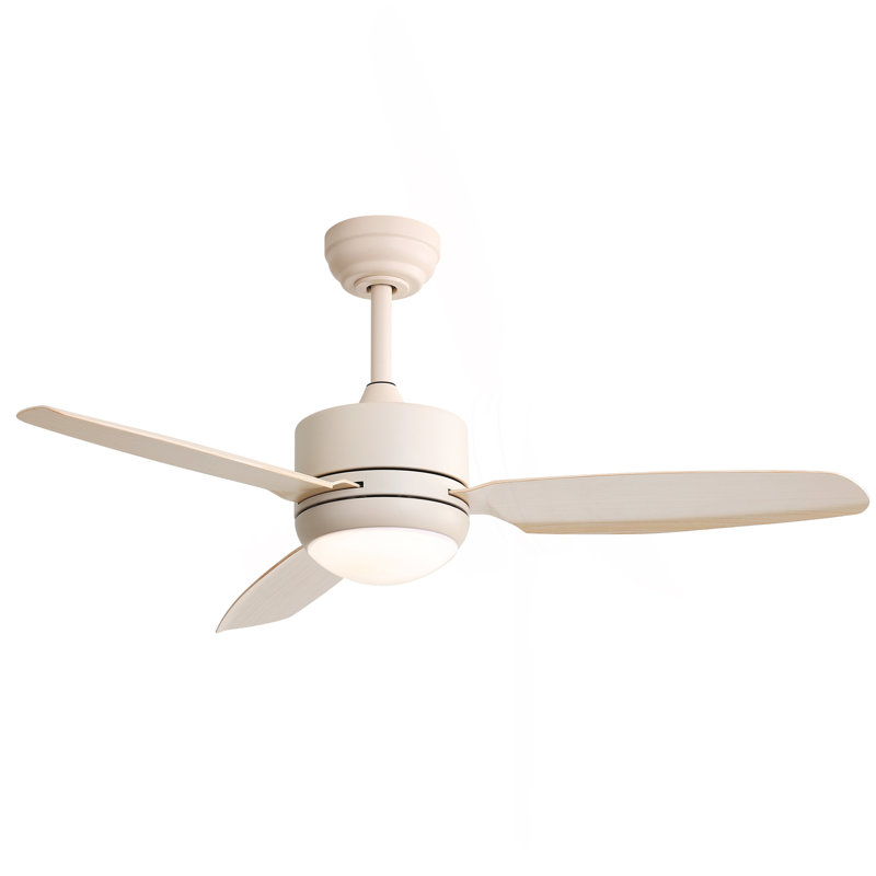 46 Inch Ceiling Fan With Lights 3 ABS Blades 6-Speed DC Motor Remote Control For Living Room, Beige, Beige