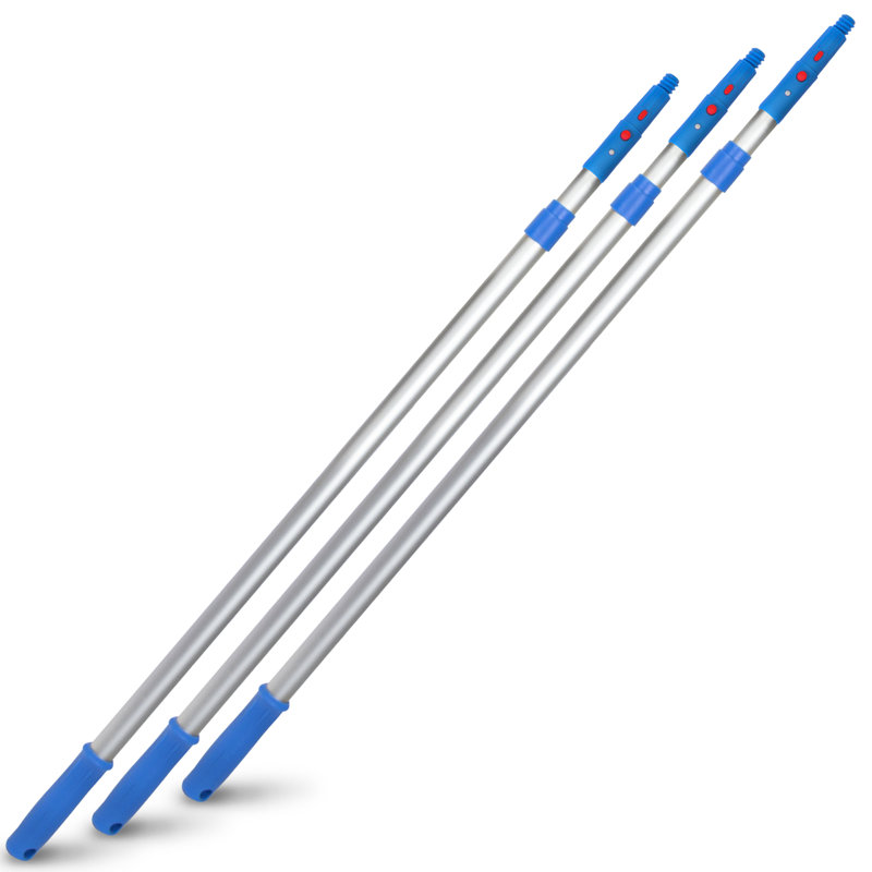 6' Telescopic Pole, Aluminum, Adjustable 3.5 - 6' length with Click / Lock Adapter Cone, 3 Pack
