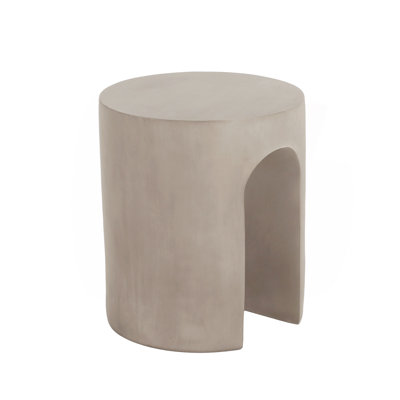 Outdoor Mgo Round With U-Shape Side Table, Light Grey