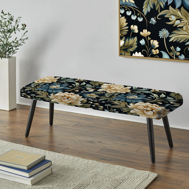 Tribal Green Damask Accents I - Banc rembourré damassé noir