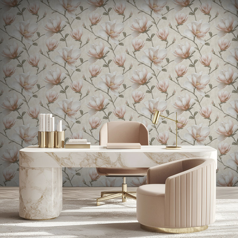 Papier peint Grand Magnolia, Orange