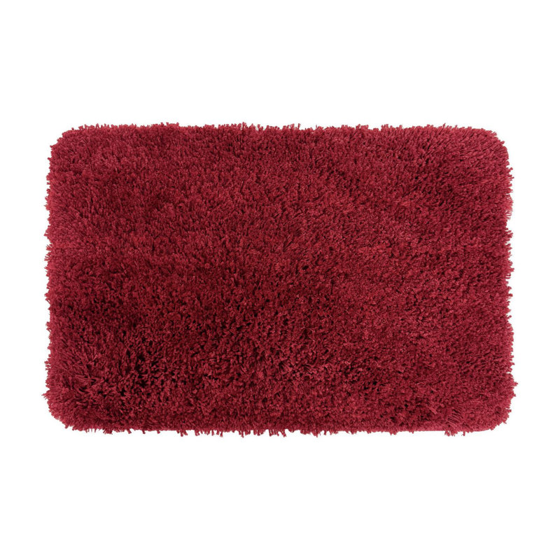 Agniete Small Shaggy Bath Mat, Burgundy