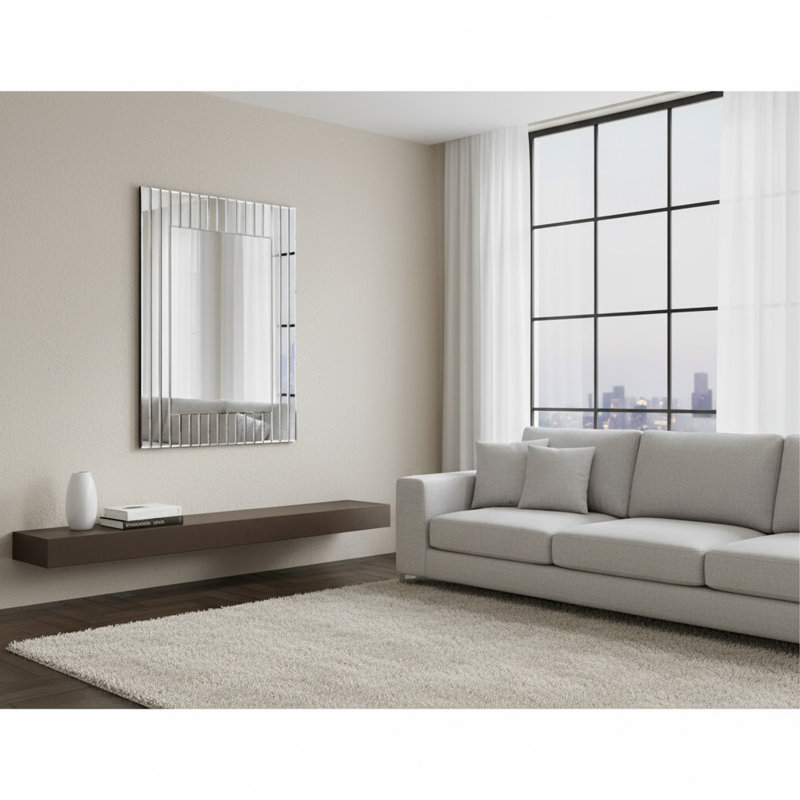 Straight Lined Cut Wall Hanging Mirror