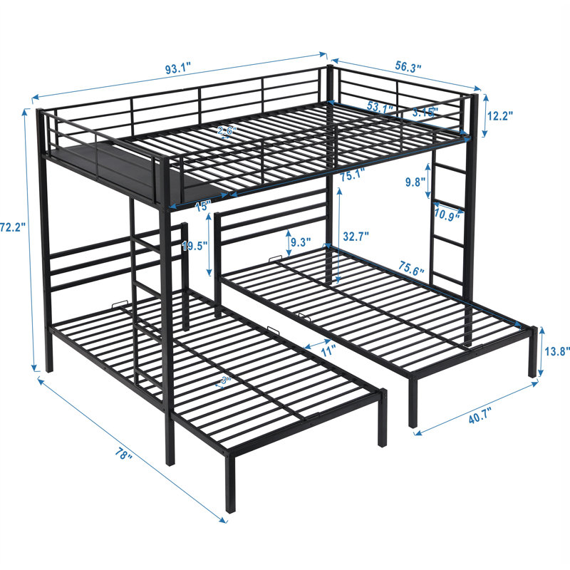 Aiker Kids Bunk Bed, Twin over Full, Black