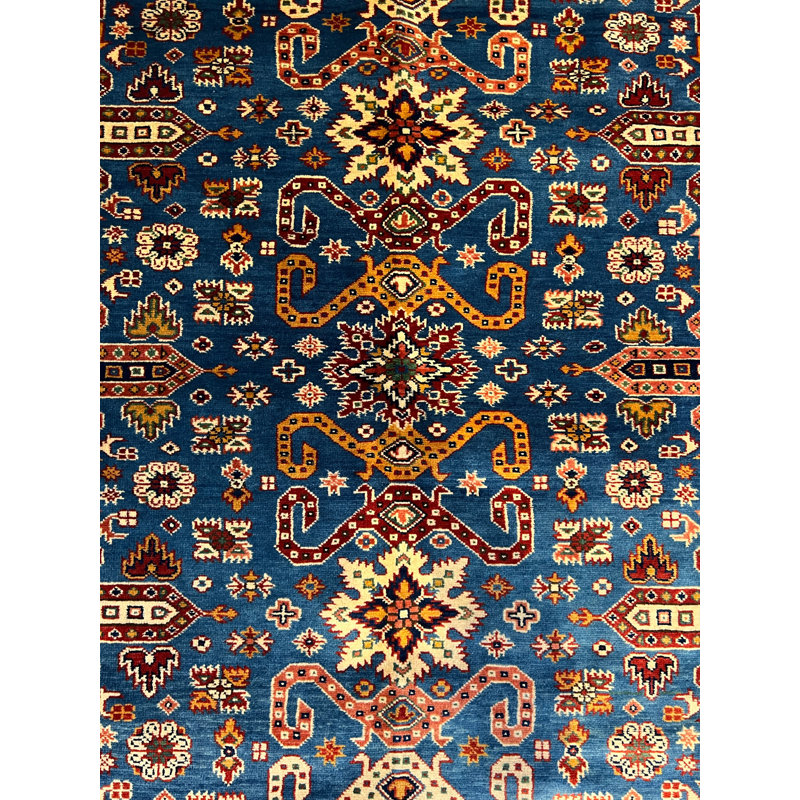 One-of-a-Kind Alecxander Hand-Knotted New Age Wool Area Rug in Blue/Yellow/Red