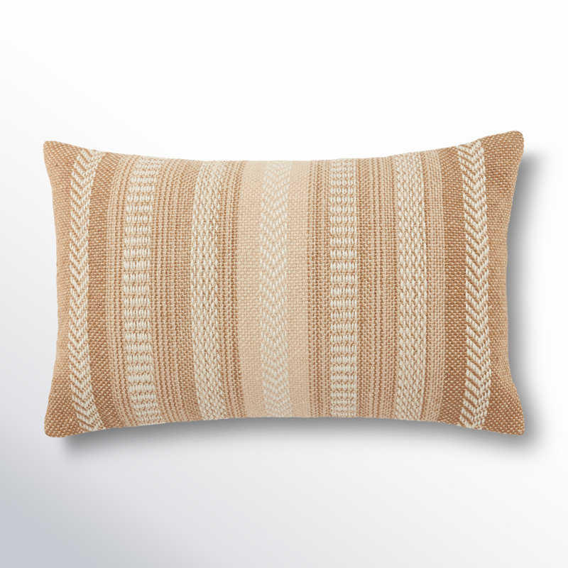 Coussin lombaire rectangulaire intérieur / extérieur Positano, Brun clair/Ivoire, Pas de remplissage