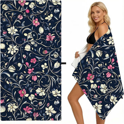 Fleur, microfibre surdimensionnée, serviette de plage légère, très grande plante, serviettes de sable minces, voyage, piscine, yoga, camping, adultes, hommes, plage, articles essentiels, plage, accessoires, cadeau de vacances, 36 x 72 po