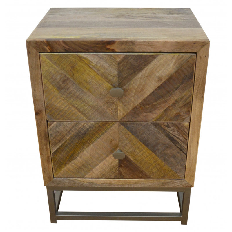 Table de chevet 2 tiroirs en brun