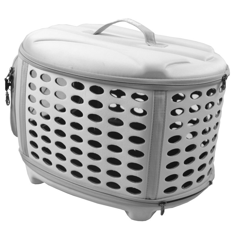 Small Gray Collapsible Military Grade Pet Carrier with Mesh Openings