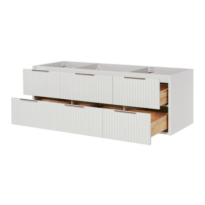 Lucia 60 Inch Wall-Mounted Single Sink Base Cabinet in Warm White