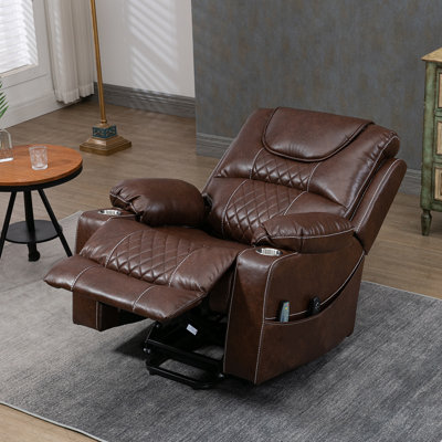 Big Man Recliner 26"" Wide Seat, Large Power Lift Chair with Heated Massage & Cup Holder -  Hokku Designs, CE15EF86BE0F430FA4C7AD00144FCB89