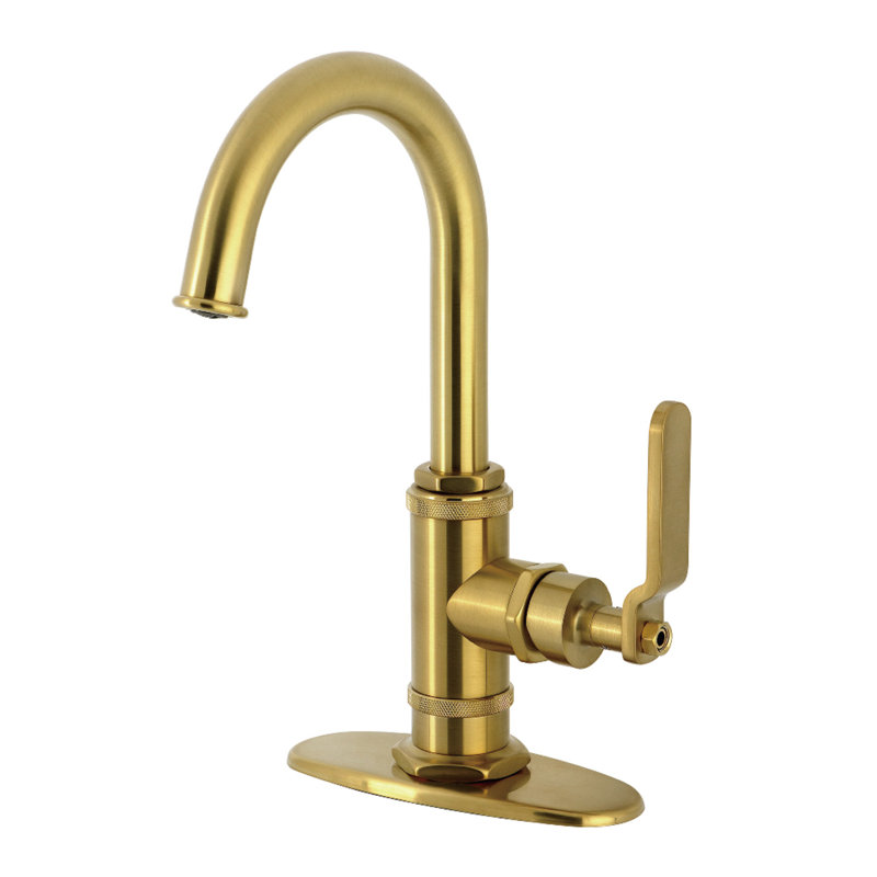 Kingston Brass Whitaker Single-Handle 1-Hole Deck Mount Bar Faucet, Brushed Brass
