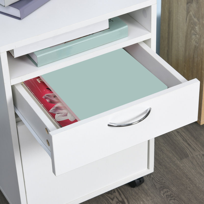 Billiot 40 cm W 1 -Drawer - Drawer Mobile Filing Cabinet, White/White