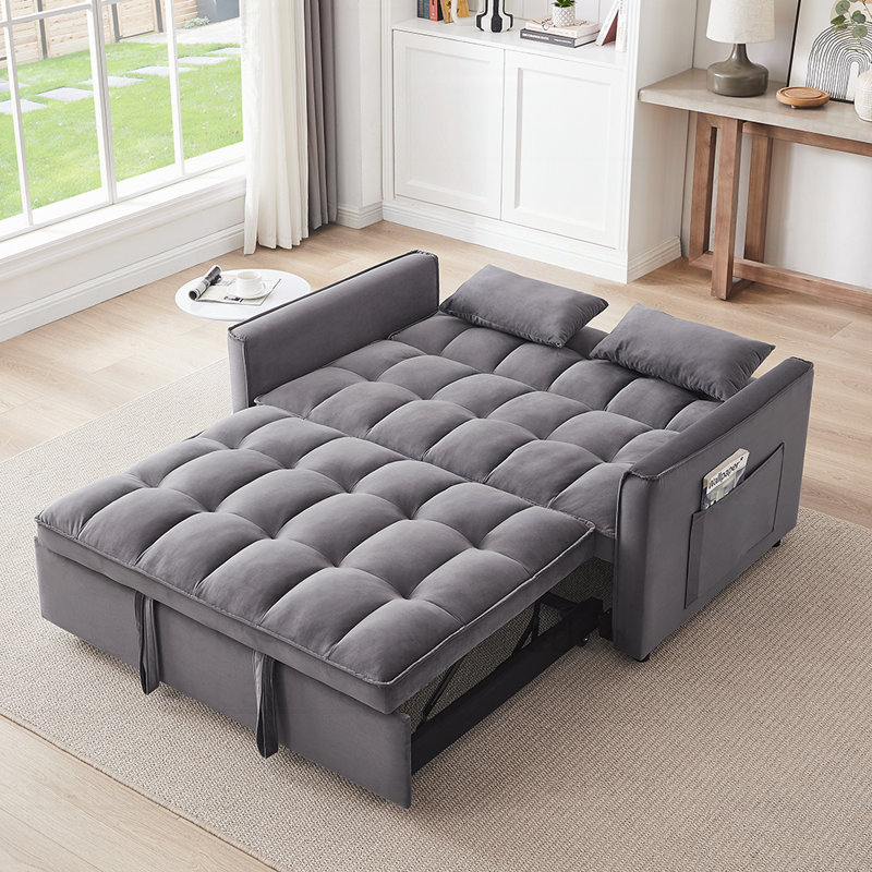 Canapé-lit convertible 3-en-1 avec dossier réglable, sac de rangement et coussins pour une vie moderne et une utilisation efficace de l'espace