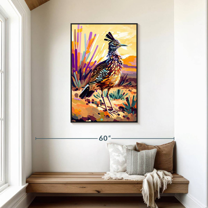 Roadrunner du désert, Cadre flottant noir, 29 po x 43 po