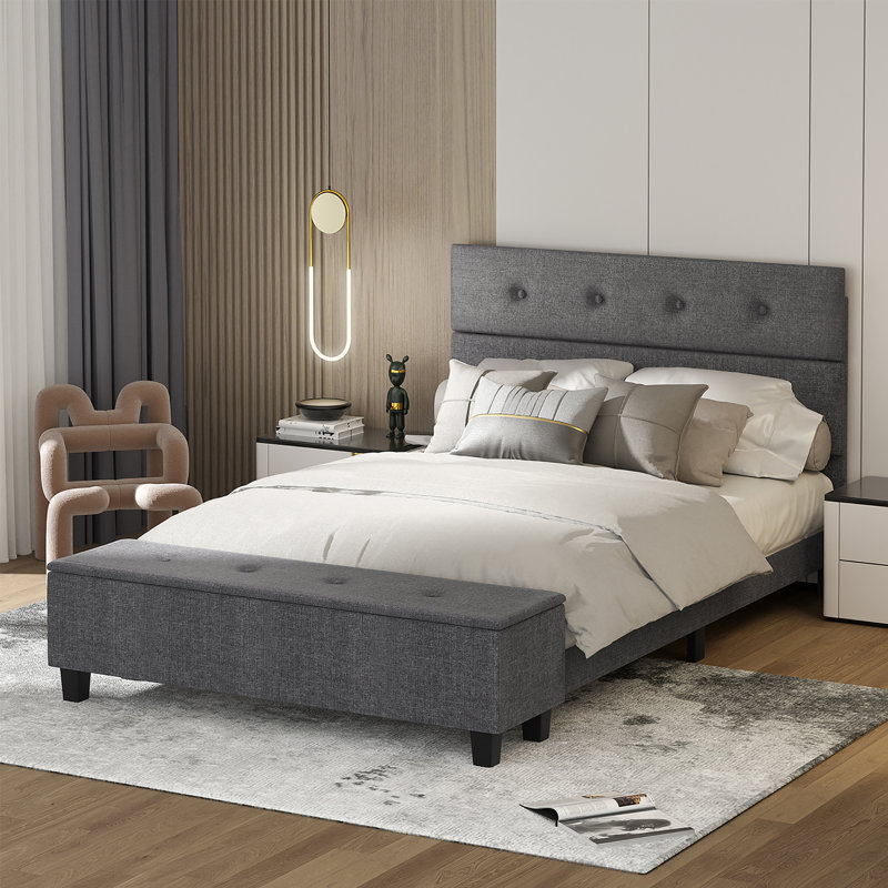 Lit plateforme avec rangement Makassar, Double