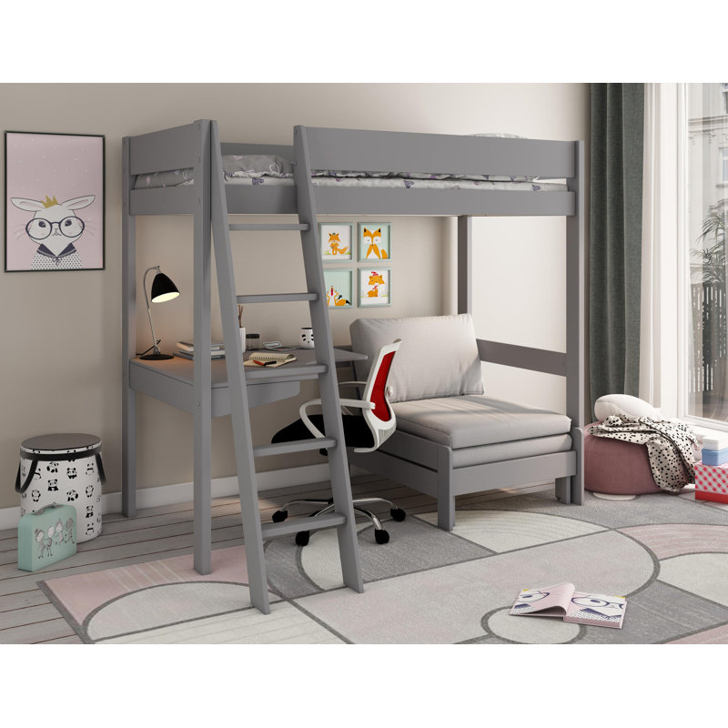 Naswith Single (3') High Sleeper Loft Bed Bed with Built-in-Desk