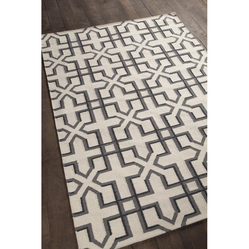 Tapis intérieur tissé à plat à motif géométrique en laine et en coton Antoinette Authentic, 5 pi x 7 pi