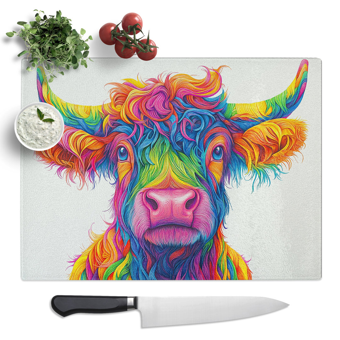 Highland Cow in Colour Vol.3  Glass Chopping Board