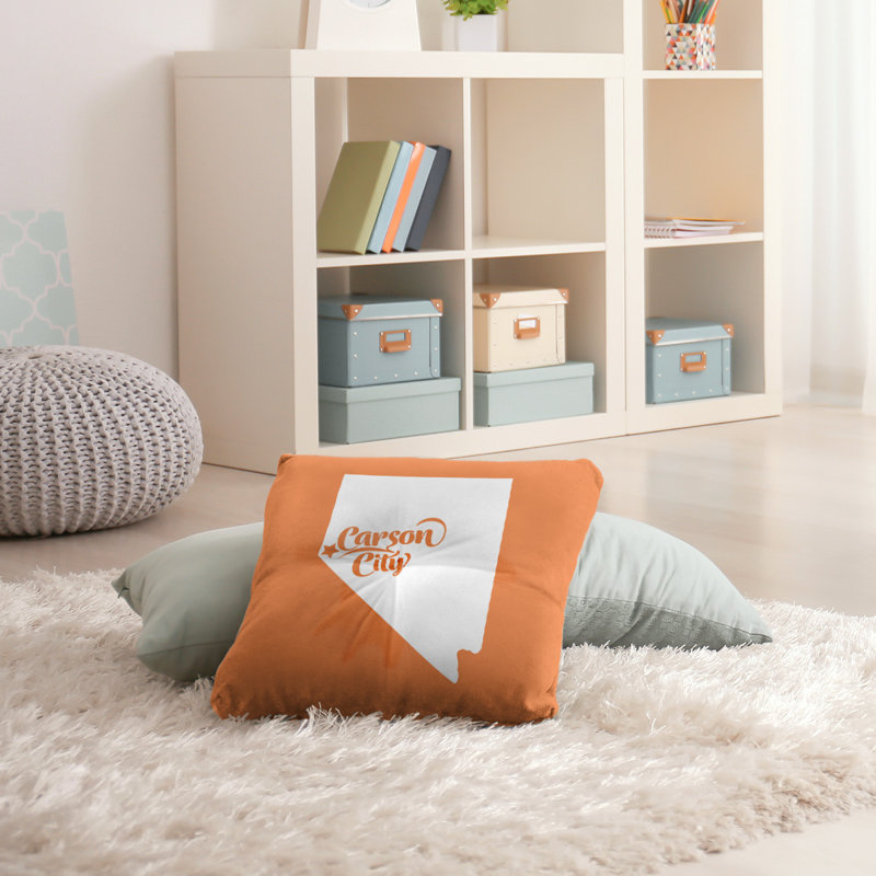Coussin de sol touffeté nevada, 30 po x 30 po, Orange, Ville de Carson City