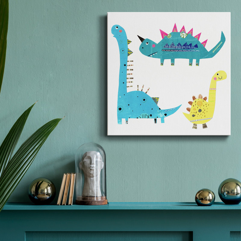 Dino Trio - reproduction sur toile tendue, H 10 po x l 10 po x P 1,5 po