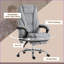 Fauteuil de massage à 6 points de vibration, fauteuil de bureau inclinable et chauffant - hauteur réglable, repose-pieds | Gris ardoise | Polyester