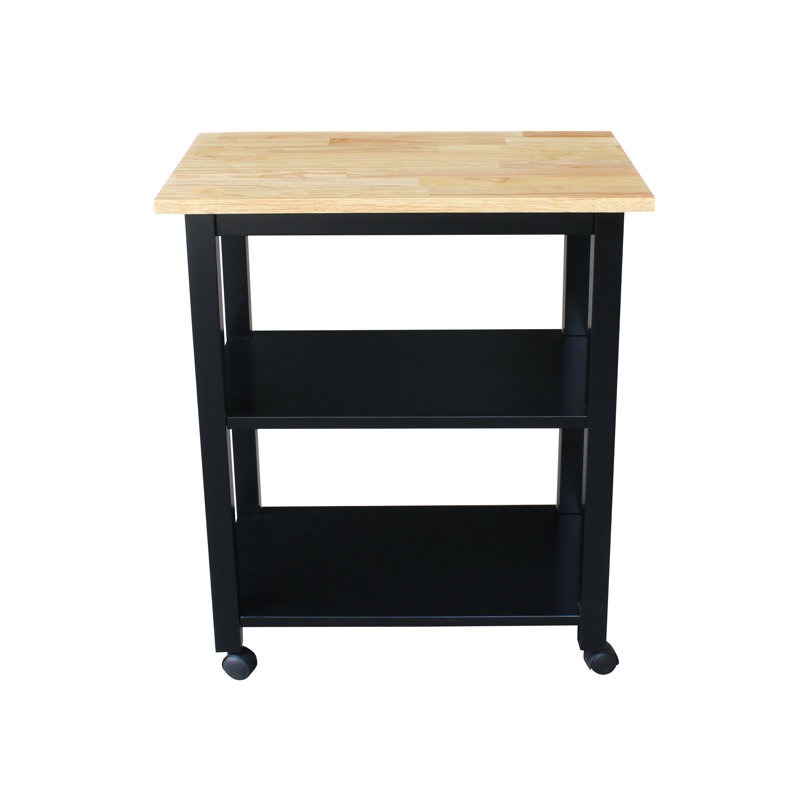 Jaielle Solid Wood Kitchen Cart, Black/Natural