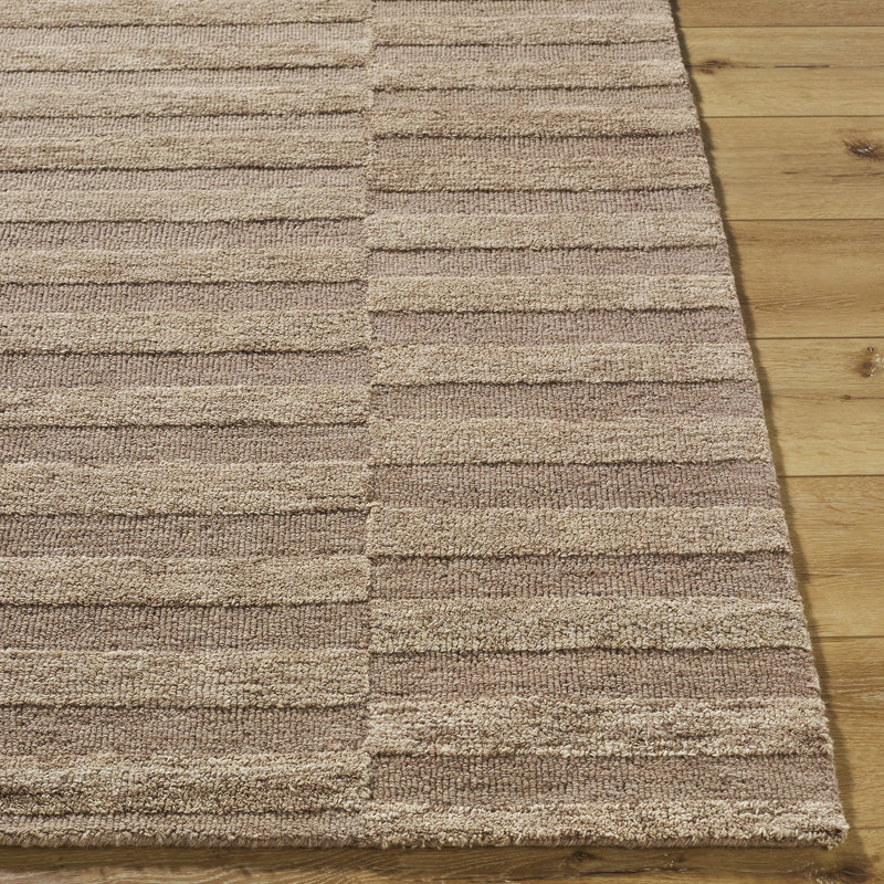 Moroccan Wool Hand Tufted Area Rug, Beige/Taupe/Sandstone, Rectangle 153 x 219 cm