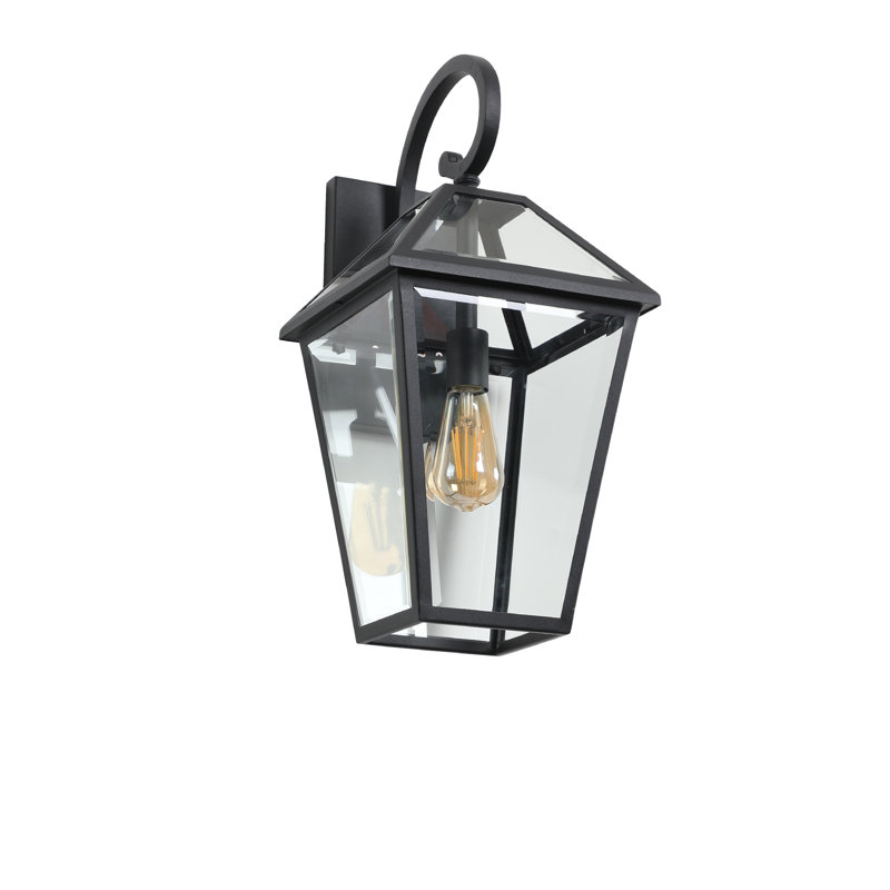 Applique murale d'extérieur 1 lumière carrée noire en verre imperméable