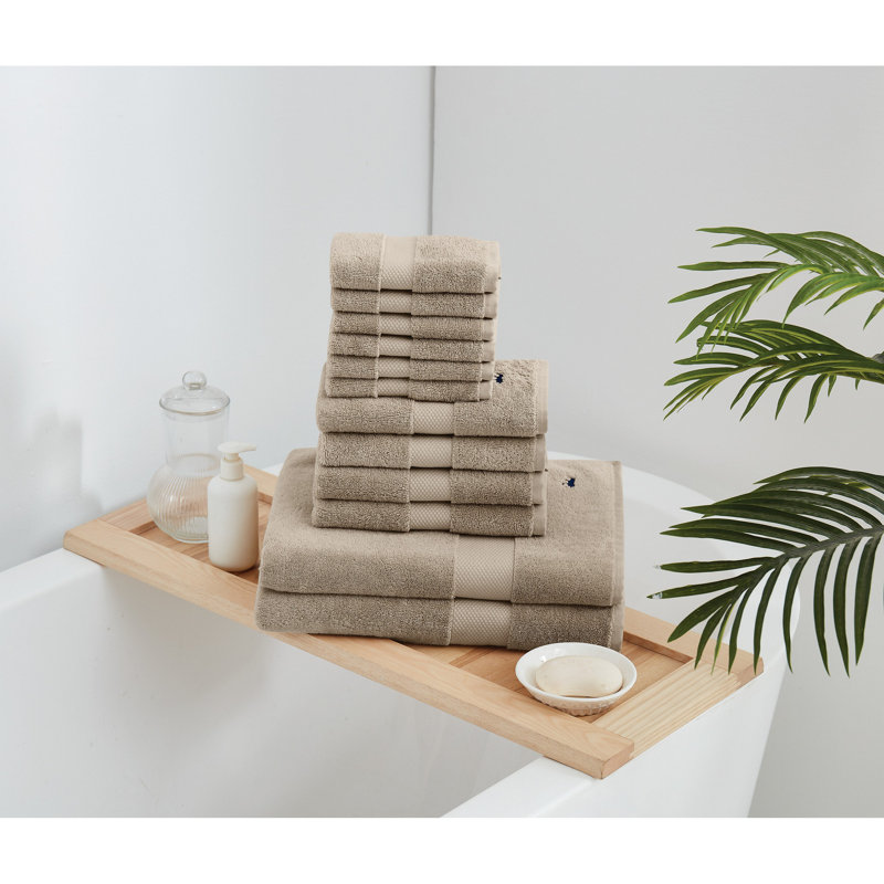Royal Turkish Cotton 6 Pack Wash Cloth, Khaki