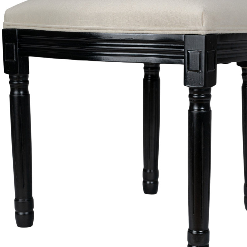 Amando 18.9'' H Upholstered Side Chair (PE Rattan), Gloss Black, Cream