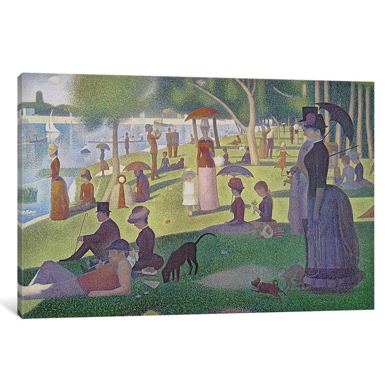"Dimanche après-midi" par Georges Seurat, reproduction d'art sur toile tendue, Papier d'art encadré noir