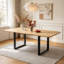 Extendable dining table with 3 lengths, 140/180/220*80 cm, suitable for 6-10 people, right shape, metal legs, simple style, table for dining room, kitchen, oak color