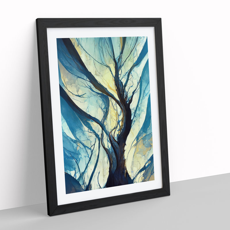 Branches Of A Tree No.6 - Painting, 66cm H x 48cm W x 2cm D, Black Framed, White