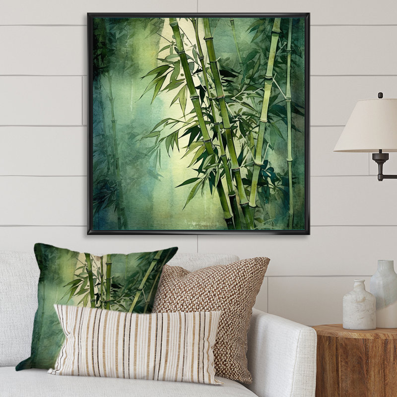 «Bamboo Forest Intesed Field I», art mural sur toile de bambou_106663, H 24 po x l 24 po, Cadre flottant noir