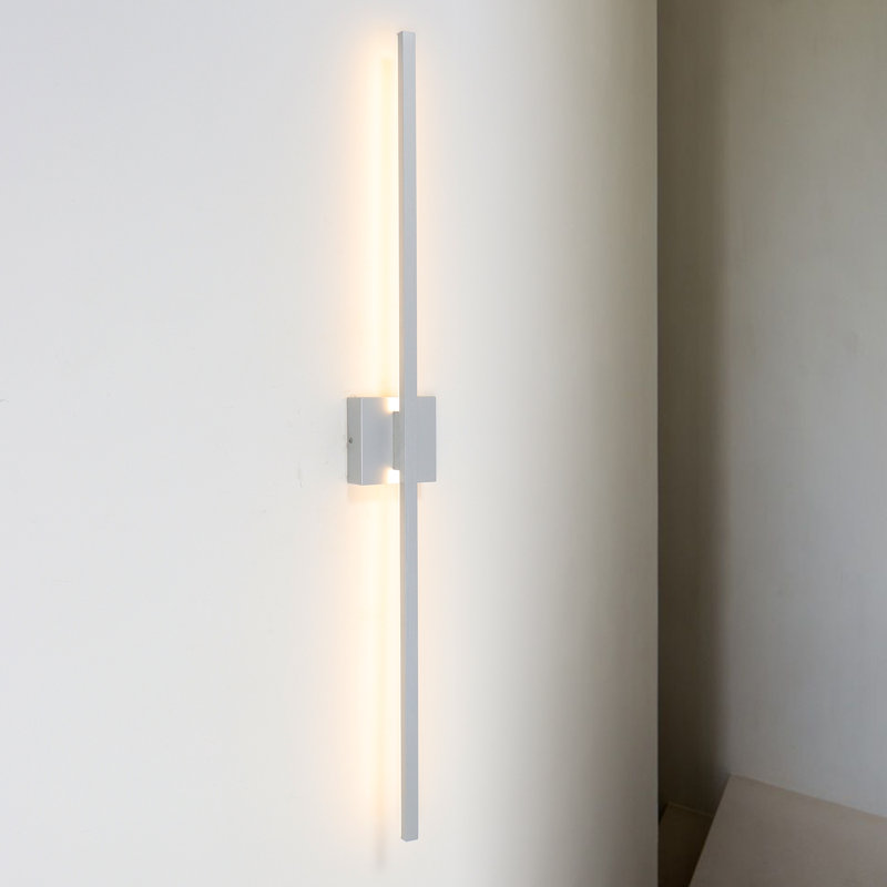 Haamed LED Flush Mounted Sconce Hardwired, Silver, 43.7" H x 4.7" W x 2.9" D