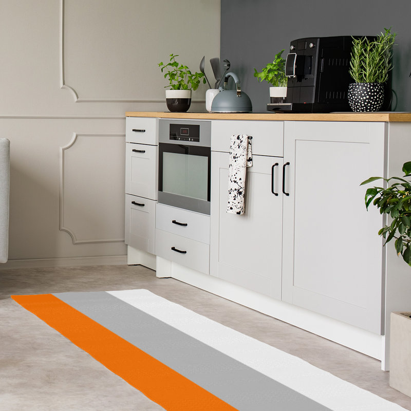 Orange/Gray Area Rug, Runner 2'6" x 8'