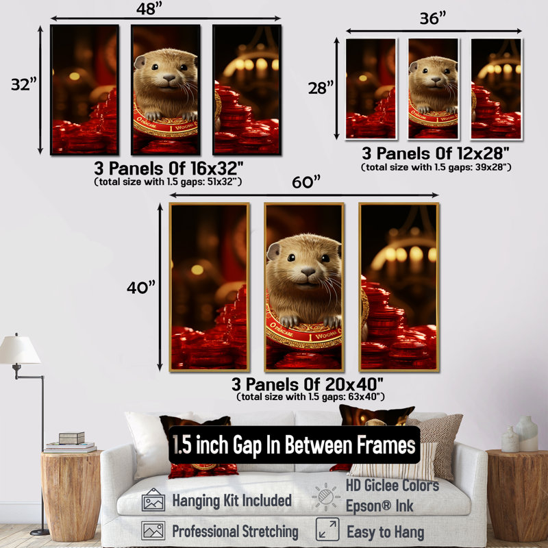 Royauté Beaver - art mural Beaver, Cadre flottant blanc, H 32 po x l 48 po